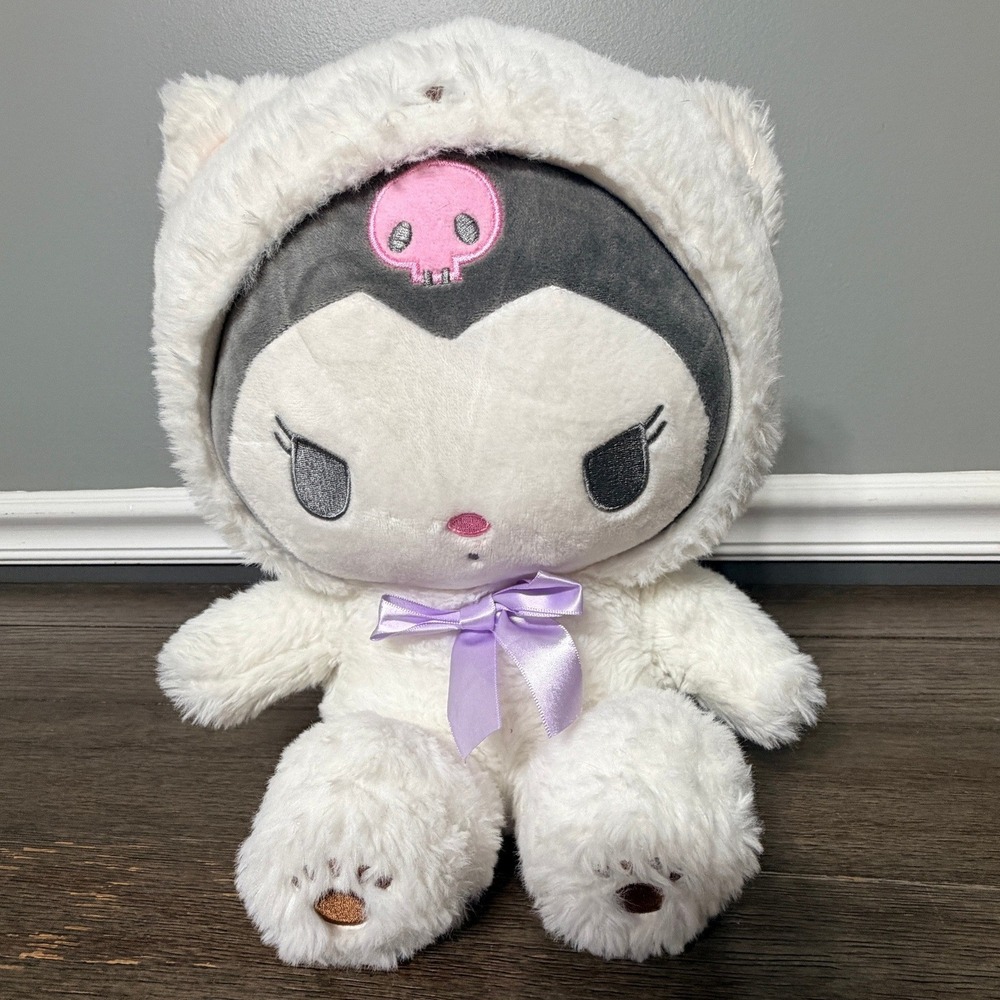 Sanrio Kuromi Nakajima White Cat Costume Plush 12" Stuffed Animal Purple Bow